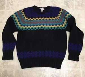 Vintage 90s ノルデック柄セーター M 100%ウール