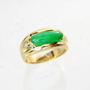 * used beautiful goods *18 gold jade 2.82ct diamond men's ring 20 number 