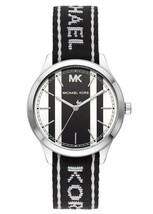 ☆MICHAEL KORS マイケルコース MK2795 Runway Black/White Stainless/Fabric Ladies ブラック・ホワイト アナログ_画像2