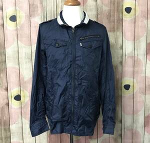 #51_0031 【中古品】 【Levi's】 フルジップジャケット ブルゾン アウター ポケット キッズ(160サイズ) レディース(M相当) ネイビー