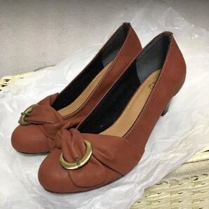 新品groveカシュクールベルト付きパンプスパンプキンオレンジ35グローブ秋パンプス
