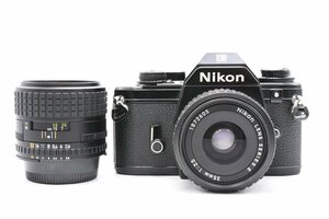 ◇ Nikon ニコン EM + NIKON LENS SERIES E 35mm F2.5 + NIKON LENS SERIES E 100mm F2.8 MF一眼 広角単焦点 中望遠単焦点レンズ セット