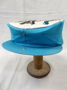  Vintage rare 50S dead stock rockabilly total pattern print paint hunting cap hat cap hat 2 tone blue white handwriting . lock 