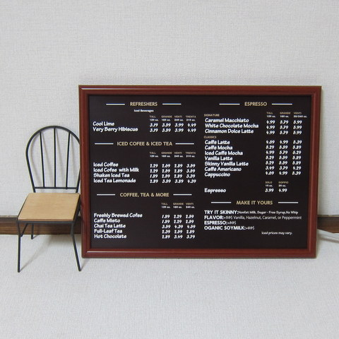 7s3■Póster A3 junto al menú de la cafetería■Tipografía elegante, trabajos hechos a mano, interior, bienes varios, ornamento, objeto
