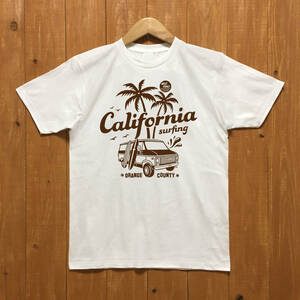 ■ CALIFORNIA Tシャツ■レディースLサイズ相当（ホワイトxブラウン）アメ車　シェビーバン　シボレー カリフォルニア CHEVY