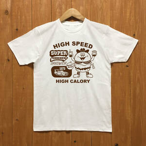 ■SUPER CHICKEN Tシャツ■Mサイズ（ホワイトxブラウン）アメリカ　アメ車　モパ－　ハンバーガー MOPAR ROADRUNNER HAMBURGER