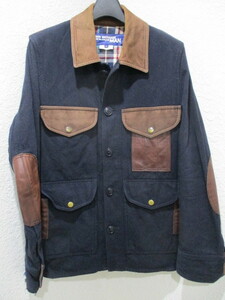 即決☆ 11AW JUNYA WATANABE MAN COMME des GARCONS ジュンヤワタナベ コムデギャルソン 多素材切替 カスタム ウールジャケット XS 紺