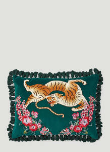 新品 GUCCI Tiger Embroidered Cushion in Multicolour グッチ タイガー 虎 刺繍 クッション 枕 ピロー インテリア マルチカラー 