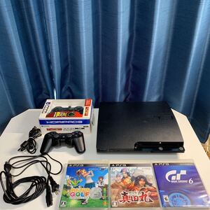 【SONY ソニー】PS3本体 160GB CECH-2500A チャコールブラック/ケーブル一式/純正コントローラー1ヶ/社外品コントローラー1ヶ/ソフト3本
