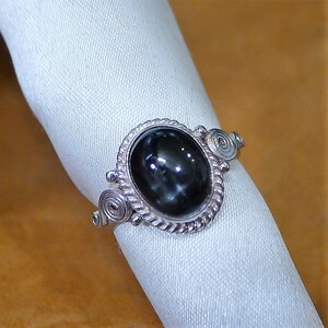 SR2090 ring silver 925. ring 15 number black Star large OP site free shipping 