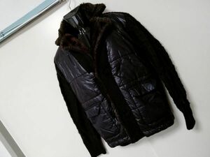 kkaa2097 ■ ZARA MAN ■ ザラ ジャケット コート アウター 中わた入り ニット ボア 黒 M