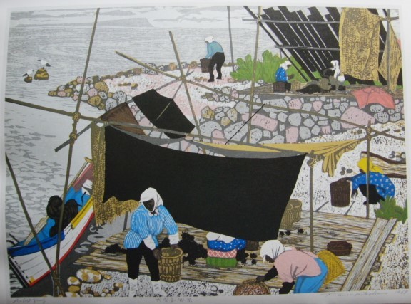 北岡 文雄、「冬の支笏湖」、北海道の風景、年代物・レア画集の額装画