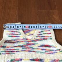〓○ 手編み ベスト ウール100% 80〜90 男の子 女の子 セーター ワンピースニットベスト Vネックニット_画像6
