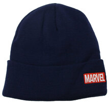 MARVEL マーベル ロゴ刺繍ニットアクリルワッチ ニット帽★ネイビー★新品【ネコポス発送（全国一律 220円 税込）】_画像2