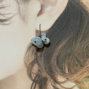 【出会い・結婚・3月誕生石】パワーストーンピアス レインボームーンストーン・アクアマリン…イヤリング変更不可(876)