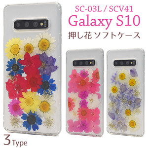 Galaxy S10 SC-03L/Galaxy S10 SCV41 スマホケース 背面 押し花ケース