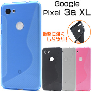 スマホケース Google Pixel 3a XL グーグル ピクセル ラバーケース ウェーブデザインソフトケース