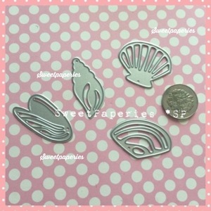 ダイ * 608 SHELL シェル 貝殻 Lined SHells カッティングダイ ダイカットツール 4pcs ビーチシェル