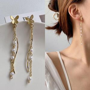 蝶々ゆらゆらピアス(イヤリングにも)の商品画像