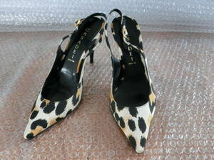 CASADEI/kasati/ Leopard pattern po Inte dotu back strap pumps! light beige black other /size7/ outside fixed form possible 