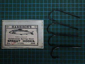 ブラインドアイフック　オールドストック　Harrison's Sproat Hook　1/0 4本　blind eye hook