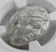 BC 440-404 古代ギリシャ アッテカ アテネ テトラドラクマ フクロウ 銀貨 NGC MS Strike:4/5 Surface:4/5_画像3