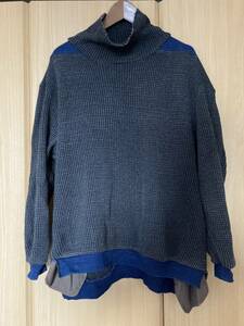 【レア】 Leh レー / Beatnik Turtle Sweater ビートニックタートルセーター / M ブラック / 度詰めワッフルニット スウェット crepuscule