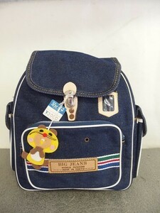 990274a[ Showa Retro Denim ground for children rucksack ]BIG JEANS WORLD FASHION MADE IN TOKYO/ unused passing of years storage goods /31×29×15.5cm