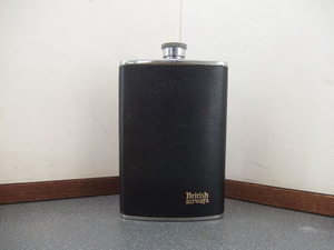 400012a【簡易メ便】British alrways スキットル イングランド製 80z（約240ml）15.5×9.5×2.5cm/中古品/簡易梱包でメール便発送可能