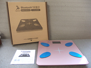 X00228s【Bluetooth 体重計 ピンク】デジタルLED表示/通電OK/中古品