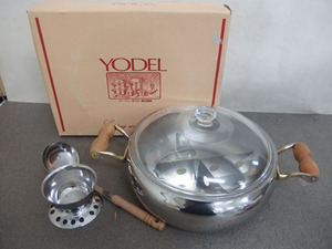 900433w[ Maruyama technical research institute made YODELyo- Dell oden * hot water tofu saucepan 26cm] unused goods / glass cover attaching / storage dirt . discoloration equipped /4.0L/ saucepan thing / Niigata prefecture . city 