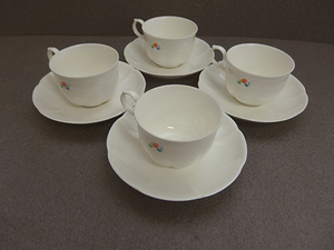 0310254w【JRJ ジャパンローヤルゼリー ロゴ入り Noritake ノリタケ C&S 4客】C口径φ8.5×H6、Sφ14.5cm中古品