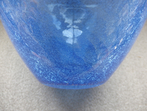 400850w【北一硝子 クラックガラス 大きな花瓶】KITAICHI GLASS/ブルー/気泡ガラス/H30cm/中古品_画像3