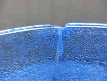 400850w【北一硝子 クラックガラス 大きな花瓶】KITAICHI GLASS/ブルー/気泡ガラス/H30cm/中古品_画像8