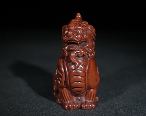 【典藏*黄楊木精彫*獅子】置物 賞物 稀少品 中国時代美術