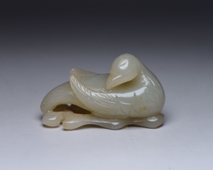 【典藏*和田玉製*鵝如意】置物 賞物 超美品 中国古美術 時代物