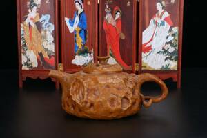 【典藏*紫砂精彫*供春壺】茶壺 茶道具 超美品 中国古美術 容量：230cc