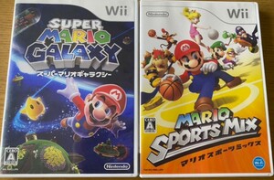 Wii スーパーマリオギャラクシー＋マリオスポーツミックス　動作確認済み　送料無料