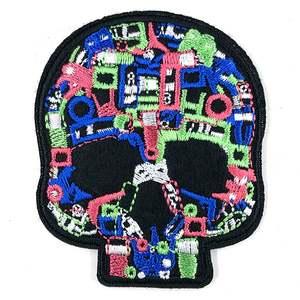 スカルモチーフ パッチ Skull Iron Patch バイカー ワッペン アウトロー 骸骨 髑髏 ドクロ Outlaw Biker