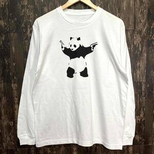 BANKSY・バンクシー・パンダ・大熊猫・長袖・Tシャツ・白・XL