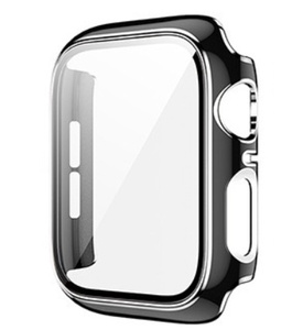 【アップルウォッチカバー/ブラック×シルバー/38mm用】フルカバーケース 1個 Apple Watch 全面保護 耐衝撃 Series1 Series2 Series3