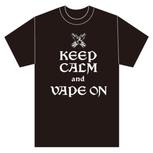 KEEP CALM and VAPE ON Tシャツ 電子タバコ ライジングサン 黒