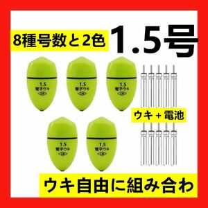 電子ウキ1.5 5個+ 電子ウキ用ピン型電池 10個