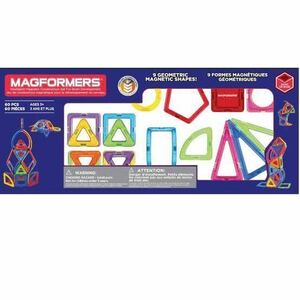 [マグフォーマー 60pc] 新品未開封 MAGFORMERS ボーネルンド 60ピース 作品例ブックレット付き (知育玩具 数学 マグネット 三角 四角 円形)