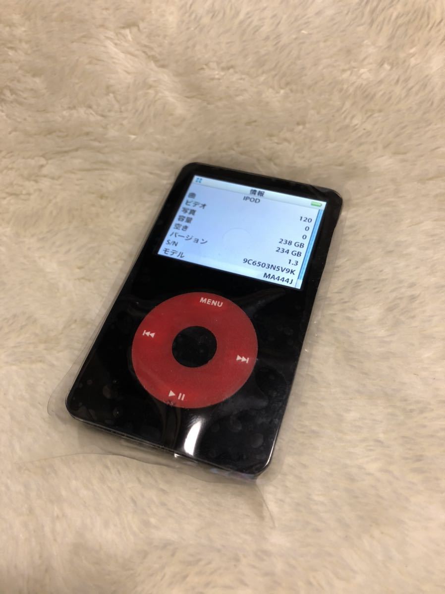 Apple iPod classic 第5世代 30GBから256GB 黒赤カラー カスタム U2