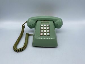 【80B204C4】昭和 レトロ 電話 電話機 年代物 インテリア プッシュフォン緑
