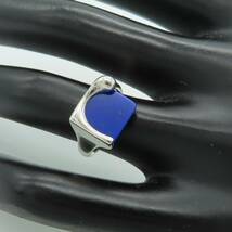 極希少 美品 Tiffany&Co. ティファニー スクエア ラピズラズリ シルバー リング SV925 指輪 9号 ブルー ストーン SV925 HH21_画像3