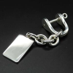  ultimate rare beautiful goods Tiffany&Co. Vintage Tiffany square plate shackle silver key ring SV925 HH47