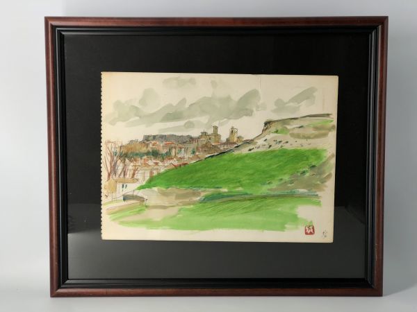 [Collection of Calligraphy and Paintings] ⑦ Hand-drawn landscape painting Signature: Miyabi Artist unknown Framed L1229O, painting, watercolor, Nature, Landscape painting