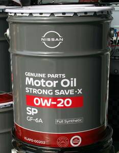 * NISSAN strong save *X. 0W-20. API-SP. chemical synthesis oil 20L.